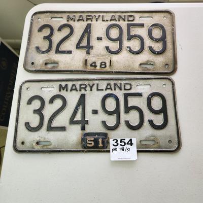 1948 1951 Maryland Car License Plate Plates