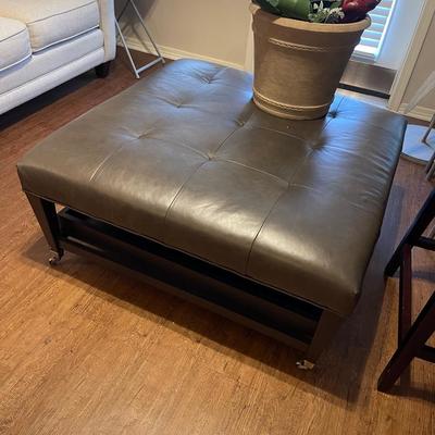 Bassett Leather Ottoman