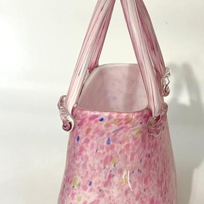 Murano (?) Pink Speckled Glass Purse Vase