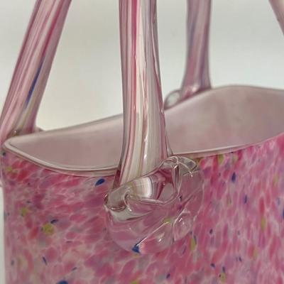 Murano (?) Pink Speckled Glass Purse Vase