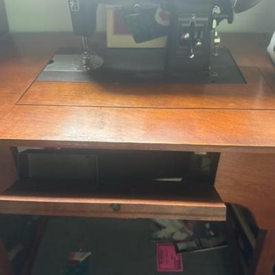 Kenmore sewing machine and mid century cabinet