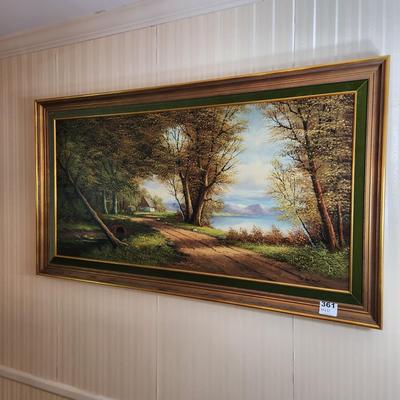 Large Art Oil on Canvas signed H. Peters 55x31