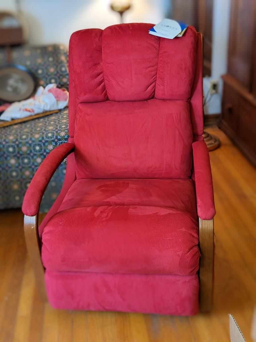 LayZBoy Red Suede Recliner with Tags