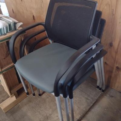 Set of Three Hon Brand Stationary Office Chairs with Mesh Back
