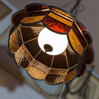 Amazing Vintage Stained Glass Swag Light