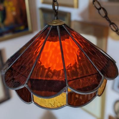 Amazing Vintage Stained Glass Swag Light