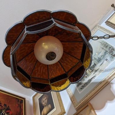 Amazing Vintage Stained Glass Swag Light