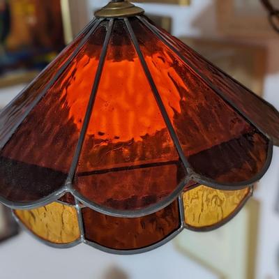 Amazing Vintage Stained Glass Swag Light