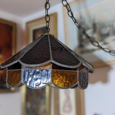 Amazing Vintage Stained Glass Swag Light