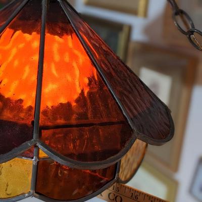 Amazing Vintage Stained Glass Swag Light