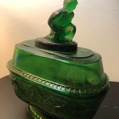 â€œWestward Hoâ€ Rare Green Pioneer Glass by Gillinder and Sons -Lot 108