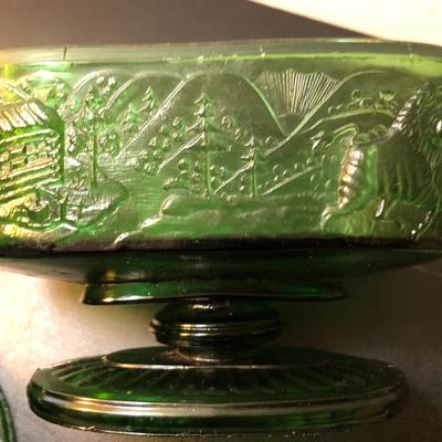 â€œWestward Hoâ€ Rare Green Pioneer Glass by Gillinder and Sons -Lot 108