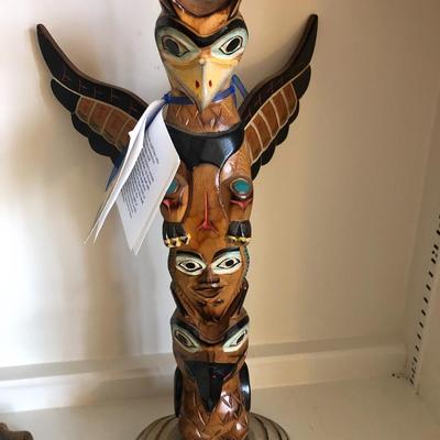 Alaska Black Diamond Totem Handmade Signed -Lot 112