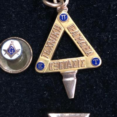 College Charm, & Other Misc. Pins (some marked 10K) -Lot 120