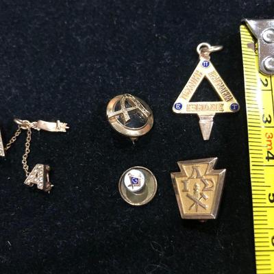 College Charm, & Other Misc. Pins (some marked 10K) -Lot 120