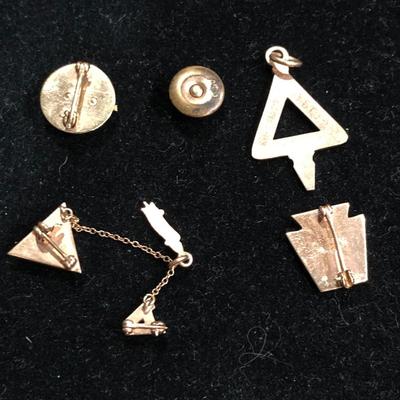 College Charm, & Other Misc. Pins (some marked 10K) -Lot 120