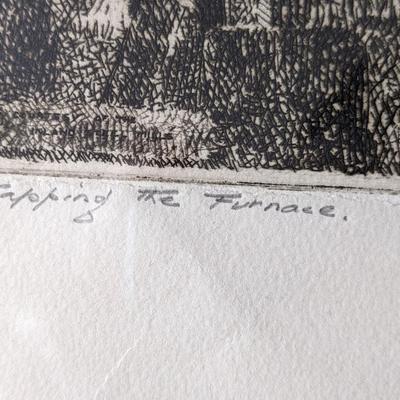 Original, Signed Sketching "Tapping the Furnace"