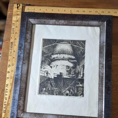 Original, Signed Sketching "Tapping the Furnace"