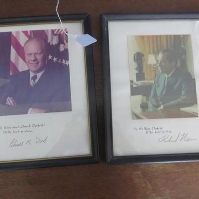 Signed Pictures of President Ford and President Nixon - Framed