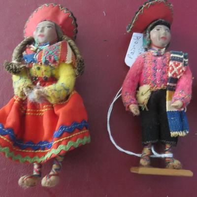 Lot of Mexican Items - Dolls, Small Plates, Tiny jug