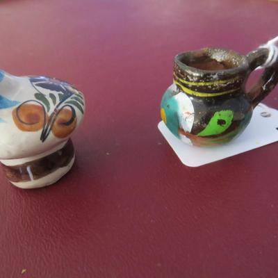 Lot of Mexican Items - Dolls, Small Plates, Tiny jug