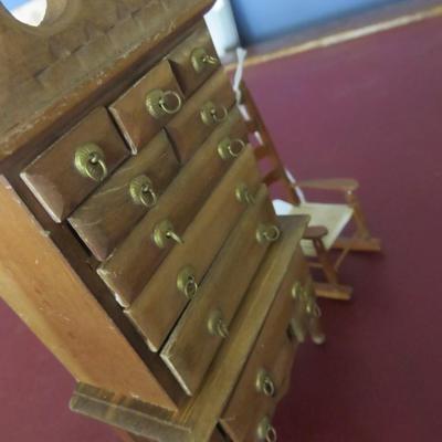 Miniature Wooden Dollhouse Furniture - Chest of Drawers and Rocker