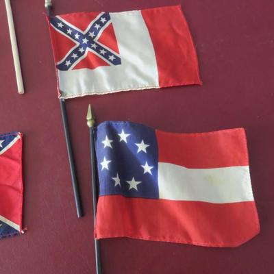 5 Small Flags with wooden poles - 4 x 6 inches
