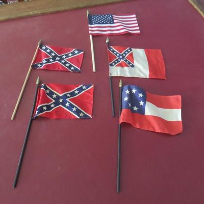 5 Small Flags with wooden poles - 4 x 6 inches