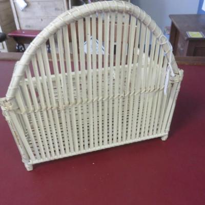 White Wicker Letter Holder / Organizer