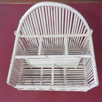White Wicker Letter Holder / Organizer