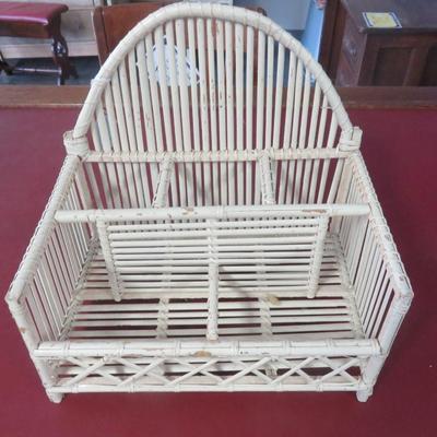 White Wicker Letter Holder / Organizer