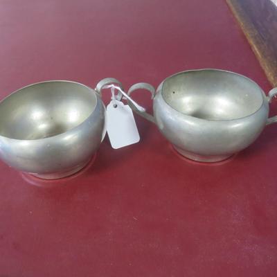 Solid Pewter Creamer and Sugar