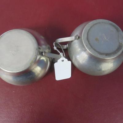 Solid Pewter Creamer and Sugar