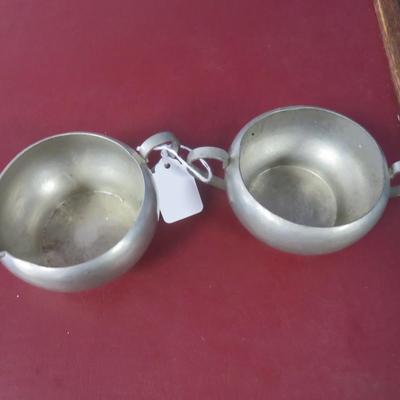 Solid Pewter Creamer and Sugar