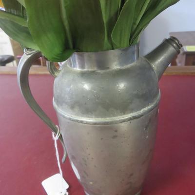 Pewter Pitcher with Silk Flowers