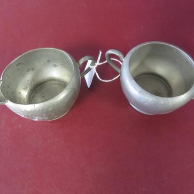 Pewter Creamer and Sugar