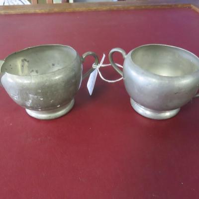 Pewter Creamer and Sugar