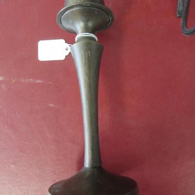 Pewter Candlestick and Black Iron Triple Candleholder
