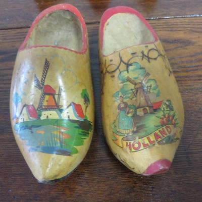 Yellow Pair of Wooden Shoes from Holland