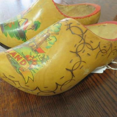Yellow Pair of Wooden Shoes from Holland