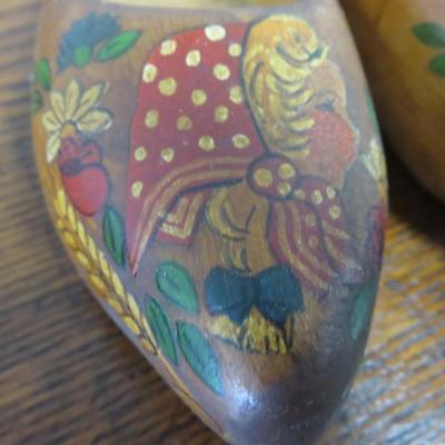 Small Dark Pair of Wooden Shoes from Holland