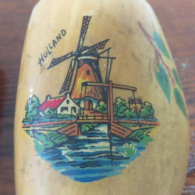3 Single Wooden Shoes from Holland