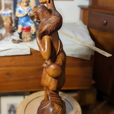 Quality Vintage Hand Carved Wood Shepard Carrying Sheep