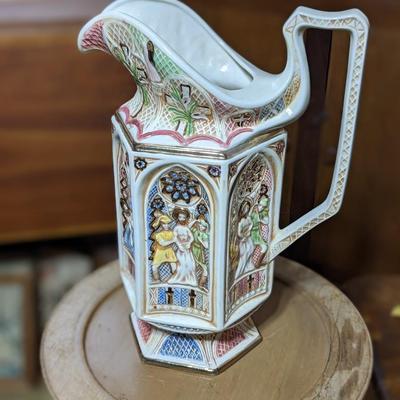 Vintage Jesus Stations Of The Cross Ceramic Pitcher