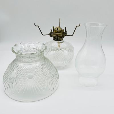 Vtg. Glass Oil Lamp