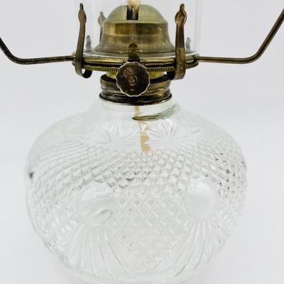 Vtg. Glass Oil Lamp