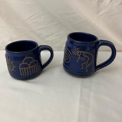 Two Signed Blue Mugs (K-MK)
