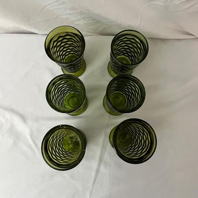 Six Cubed Avocado Green Glasses (K-MK)