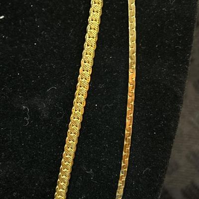 Pair Long Gold Tone Necklace Chains