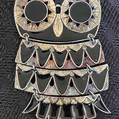 Vintage Owl Necklace | Color: Silver/Black